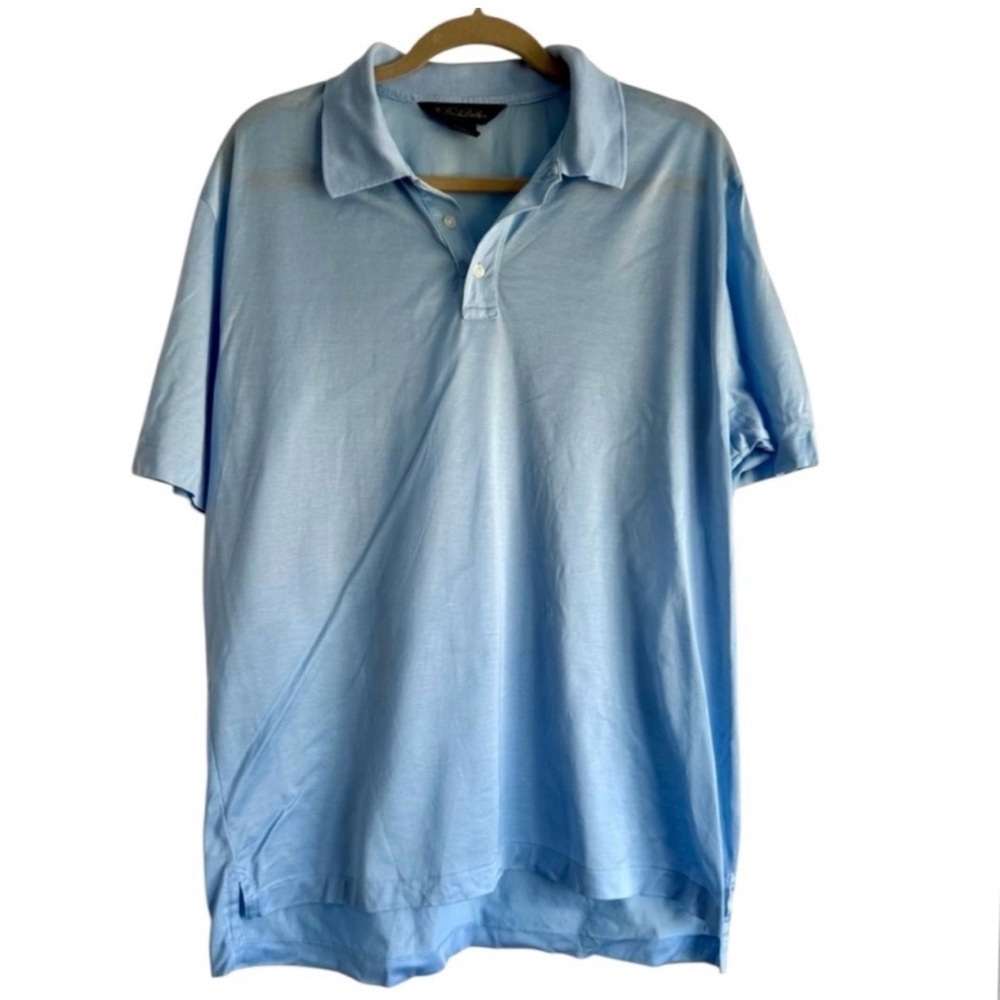 NEW BROOKS BROTHERS Men’s Powder Blue Cotton Polo T-Shirt, Golf Shirt, Medium